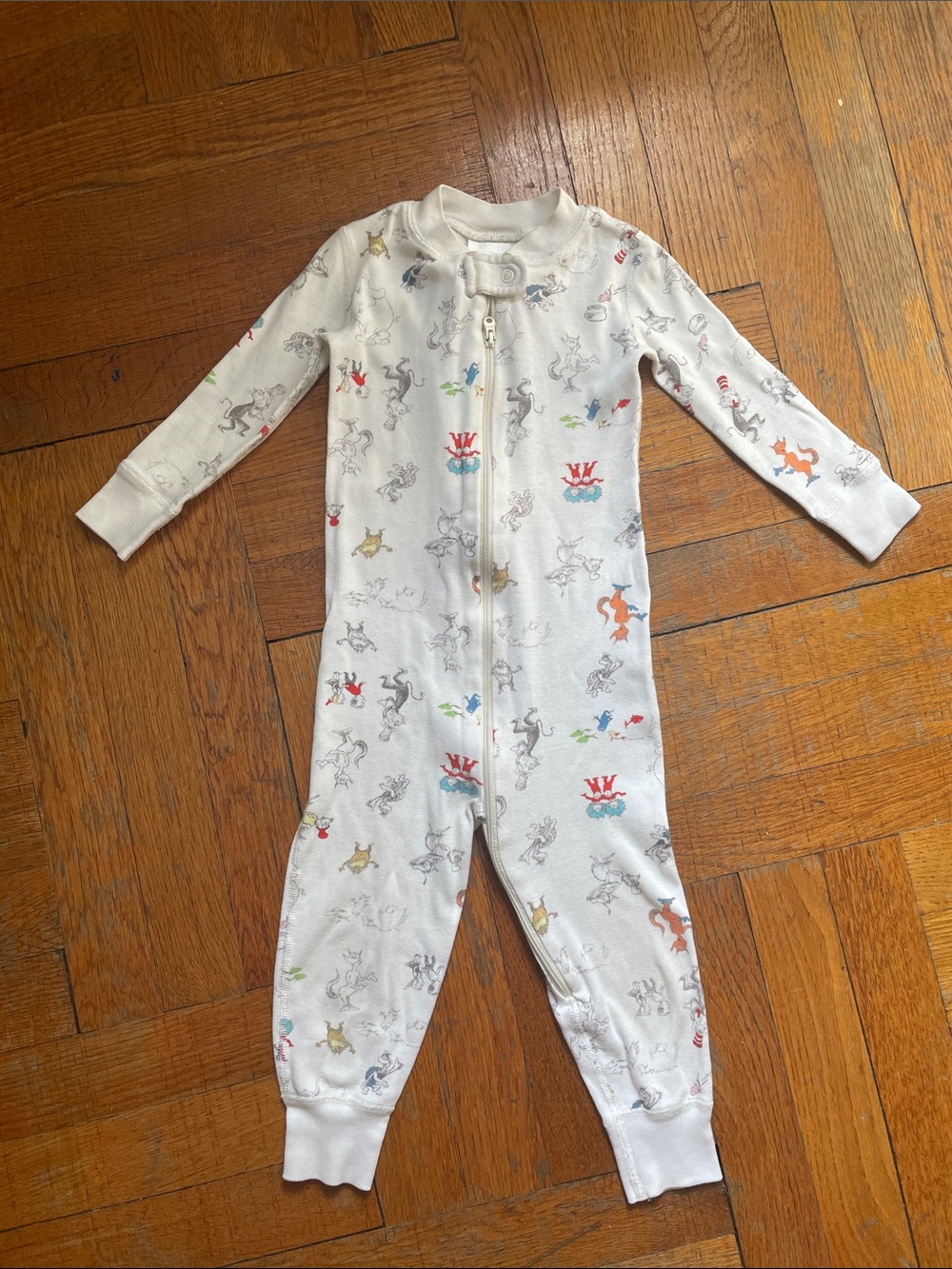hanna andersson dr. seuss organic cotton footless onesie pajama, size 2T/85 cm